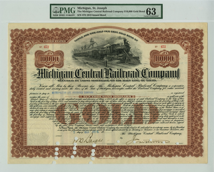 Michigan Central Railroad Co. $10,000 Bond